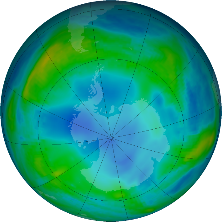 Antarctic ozone map for 25 May 1985